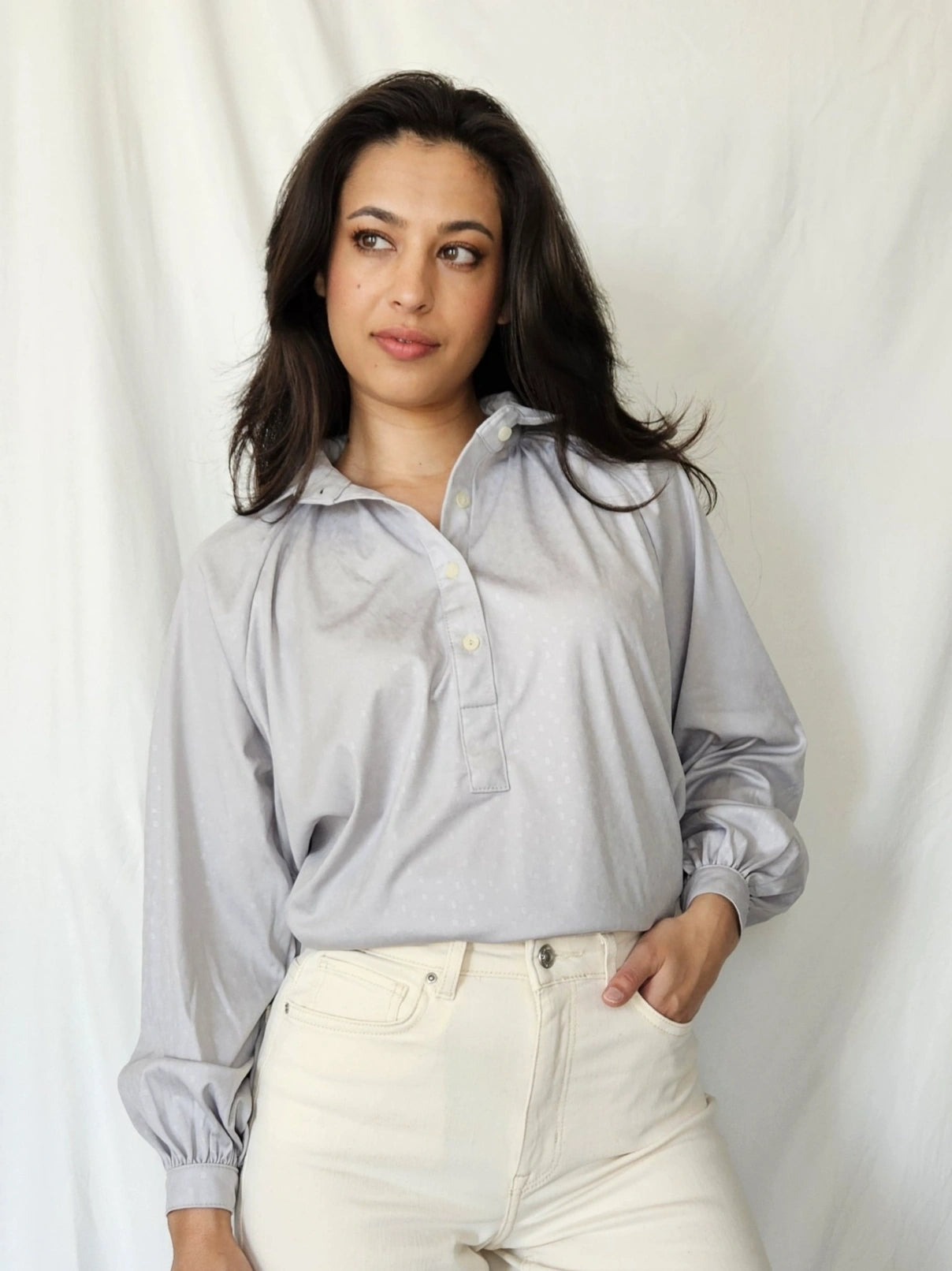 Pastel paarse 70s vintage blouse | M