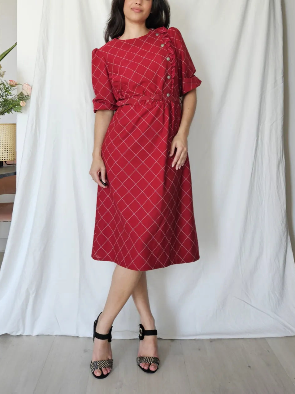 flamingo retro dress Plus Size Flamingo Printed Off The Shoulder Retro Dress In BLACK