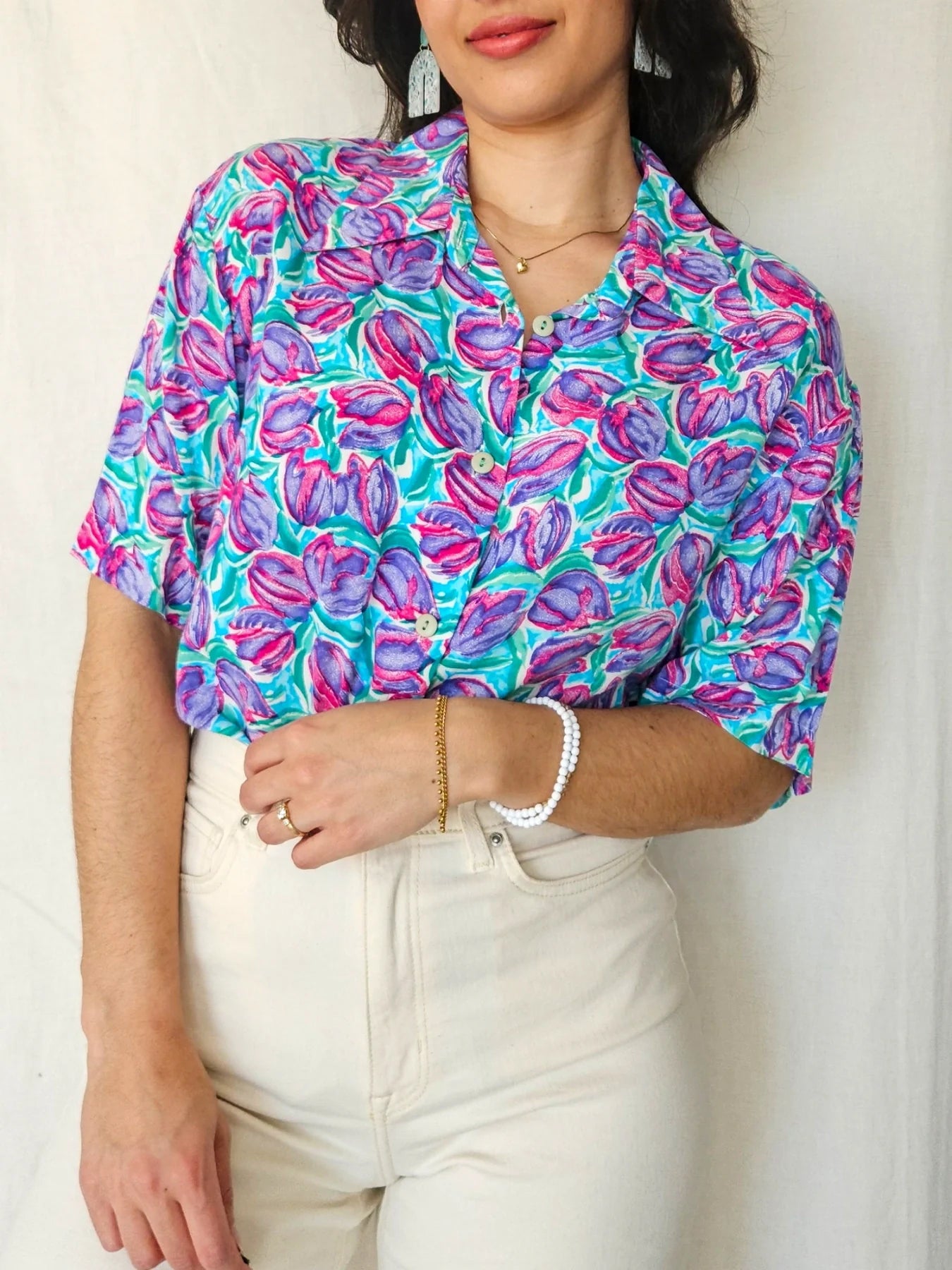 Vintage dames blouses met korte mouw