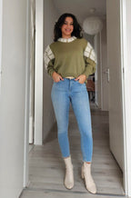 Vintage trui matcha angora | M