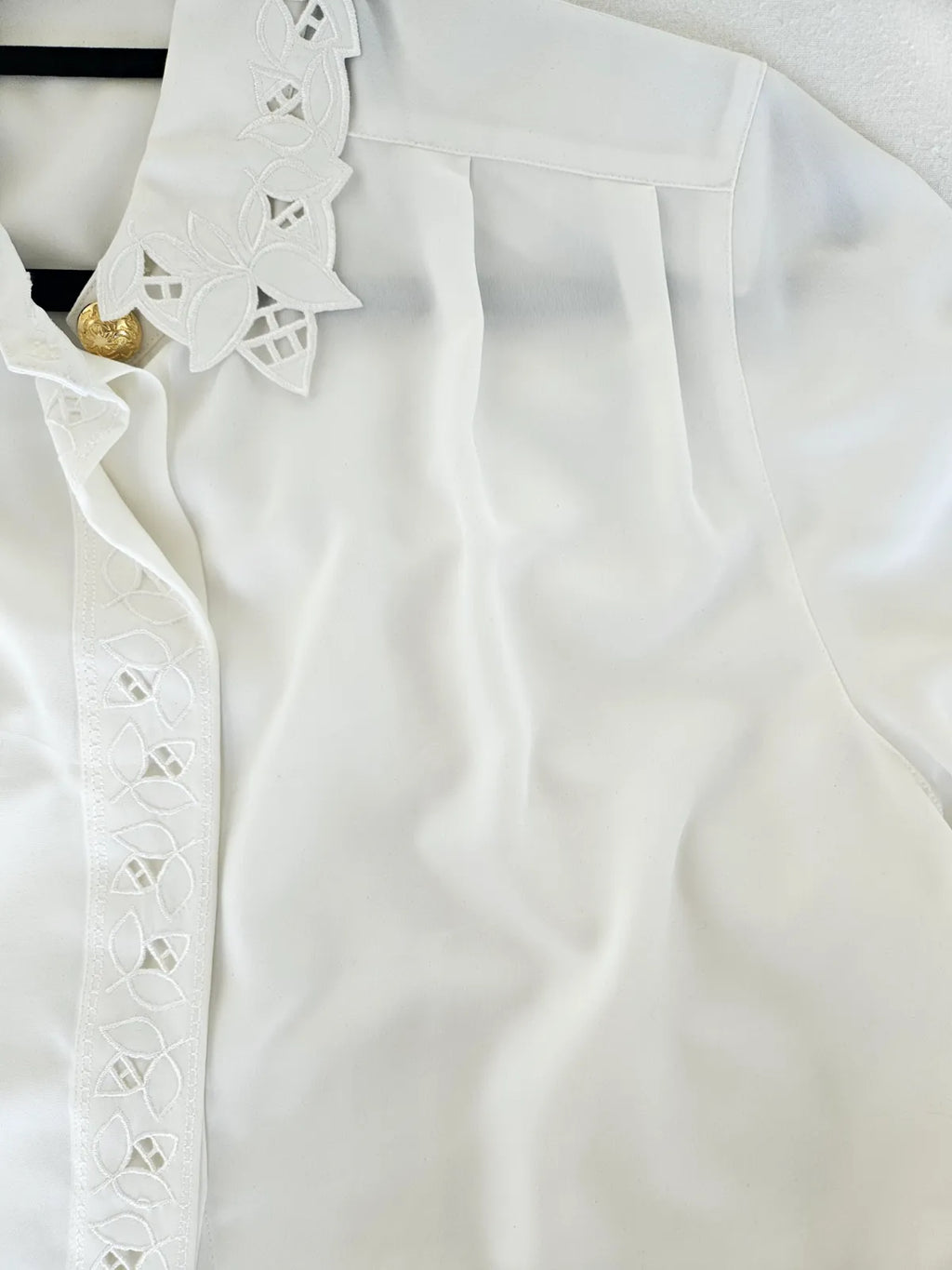 Witte vintage blouse met kant kraag | XL