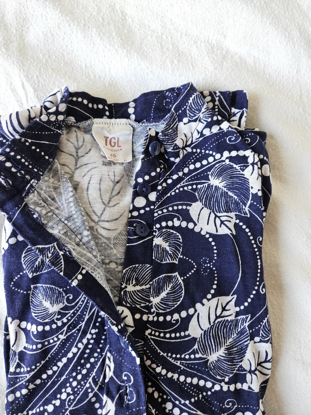 70s katoenen jersey top donkerblauw | S