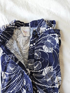 70s katoenen jersey top donkerblauw | S