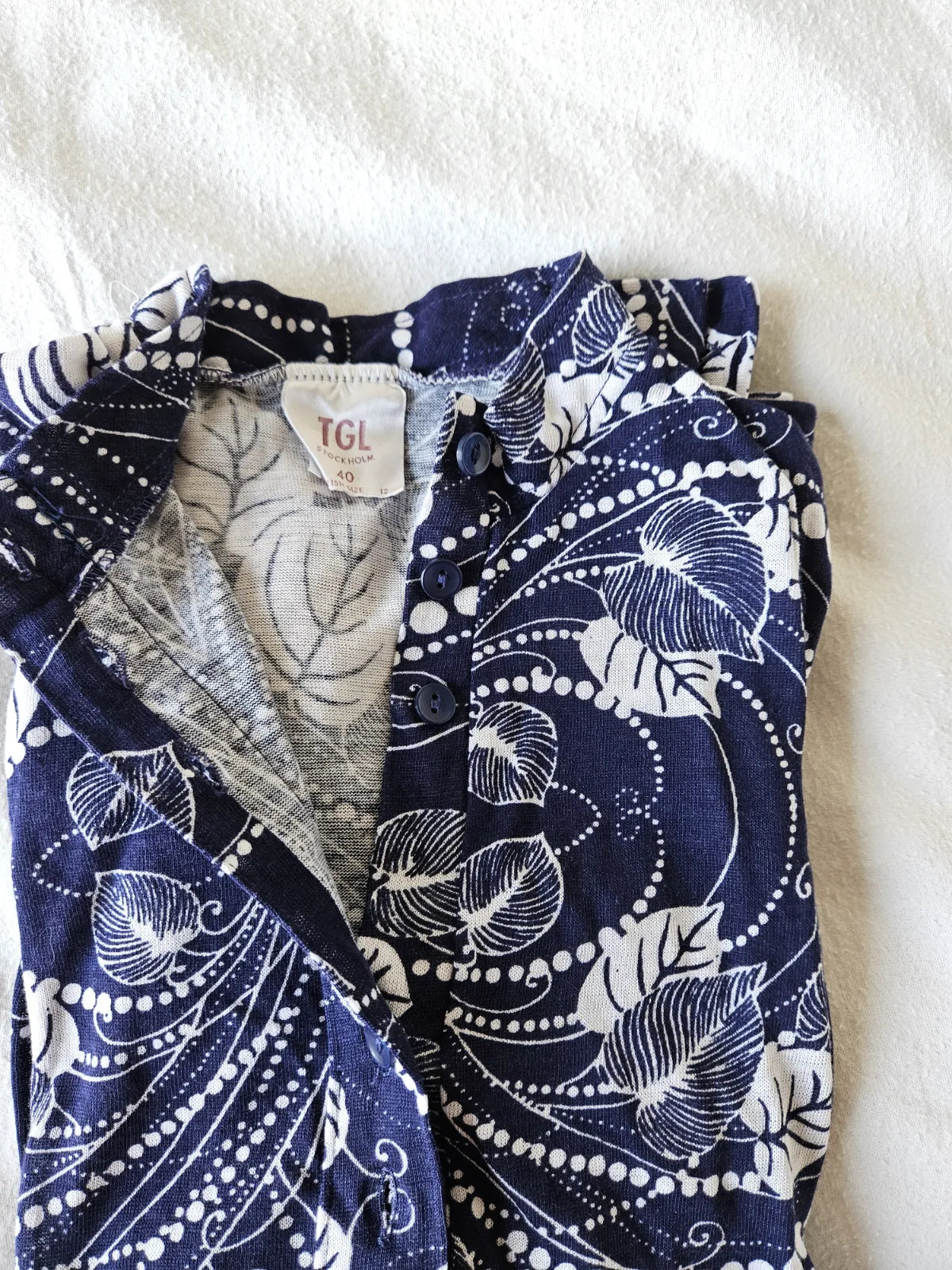 70s katoenen jersey top donkerblauw | S