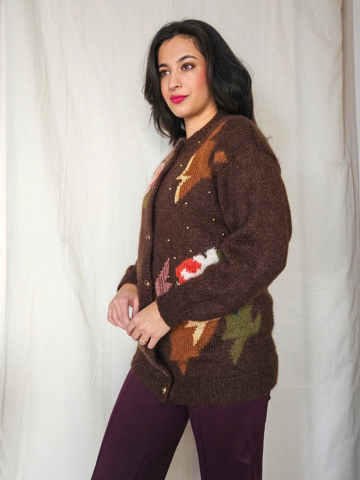Hera - vest bruin, mohair | XL