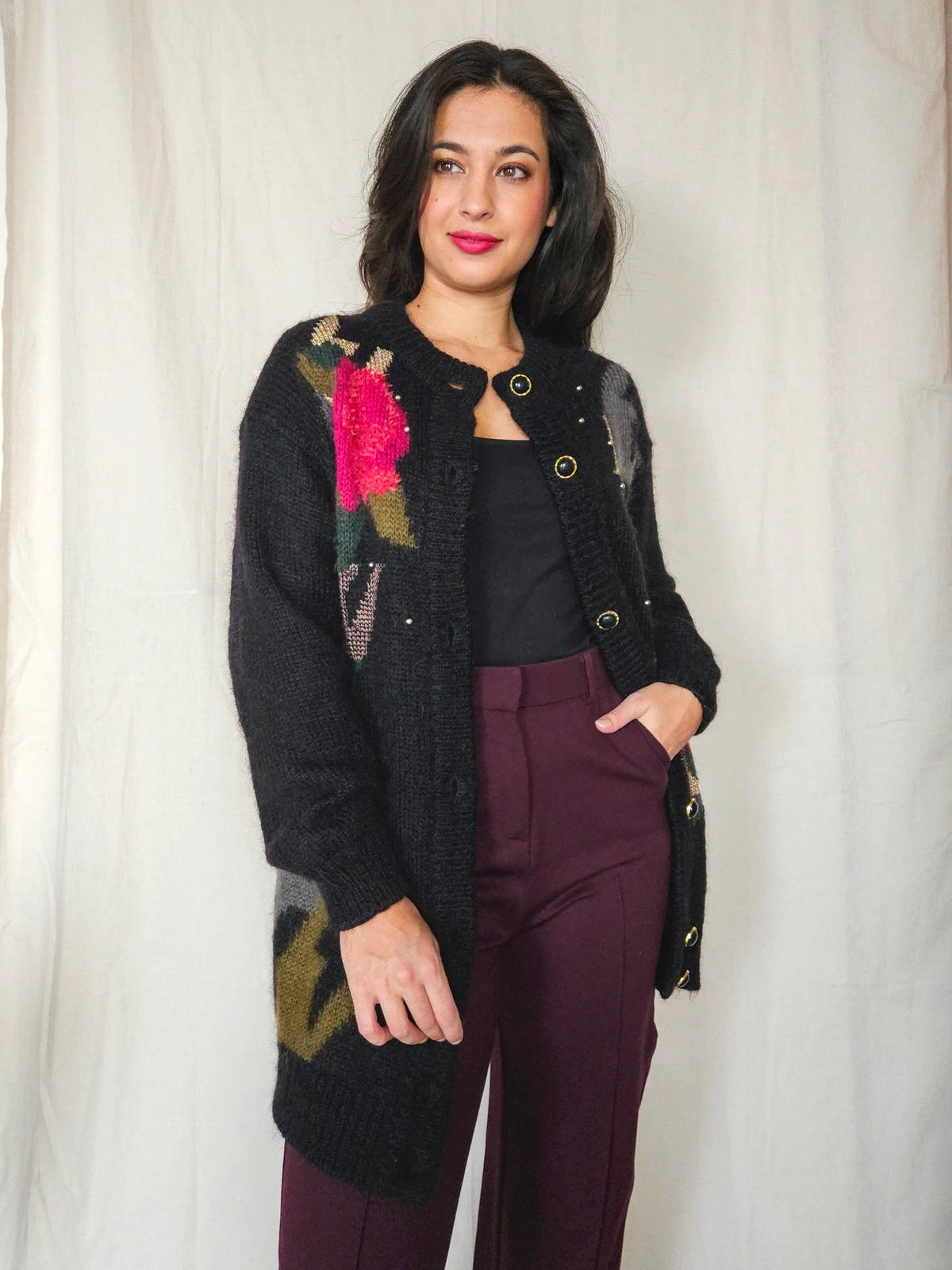 Hera - vest zwart, mohair | XL