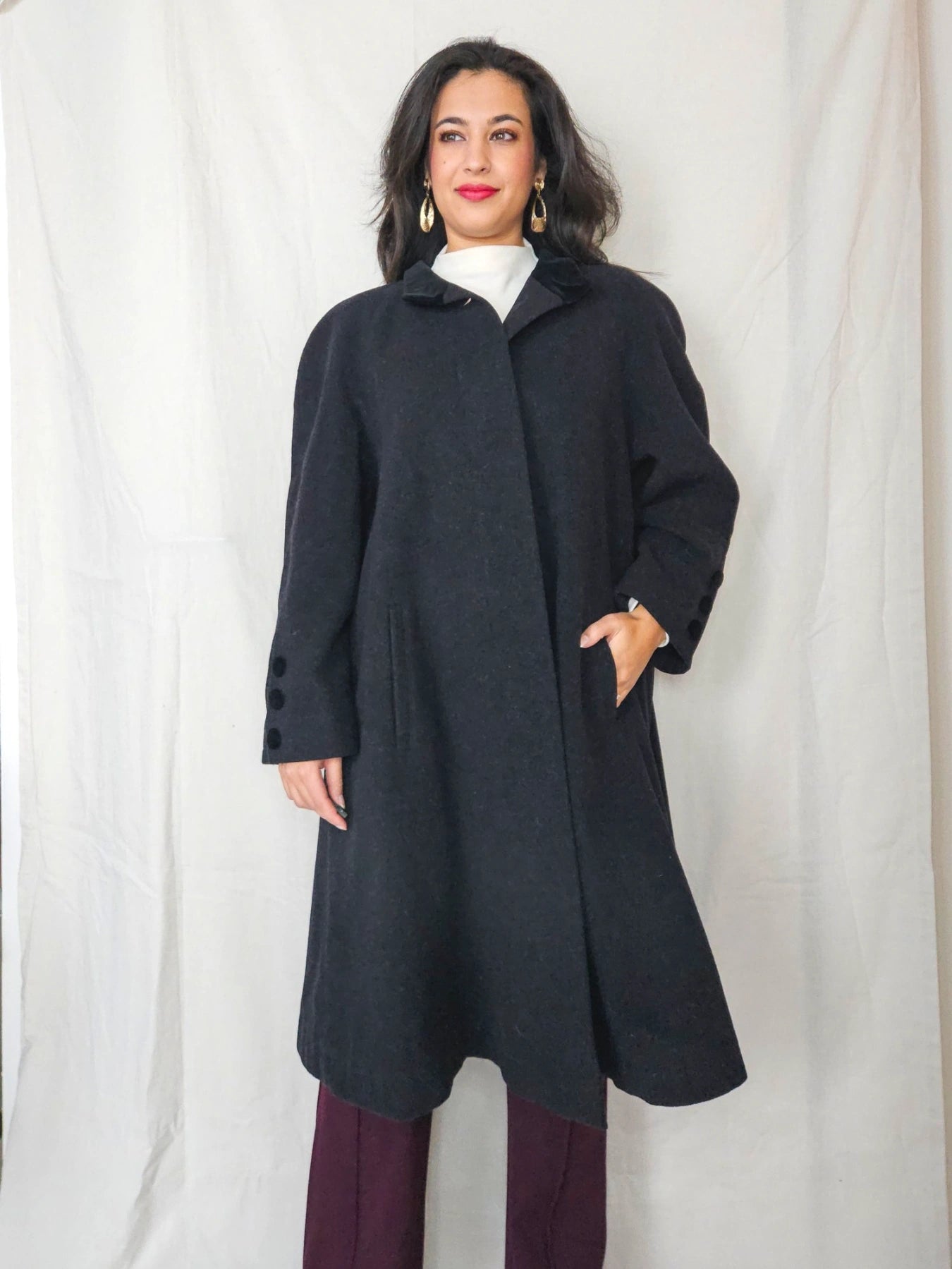 Nyx - donkergrijze wollen mantel | 2XL