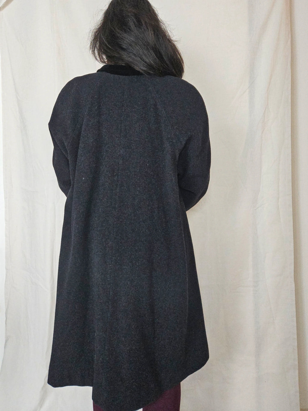 Nyx - donkergrijze wollen mantel | 2XL