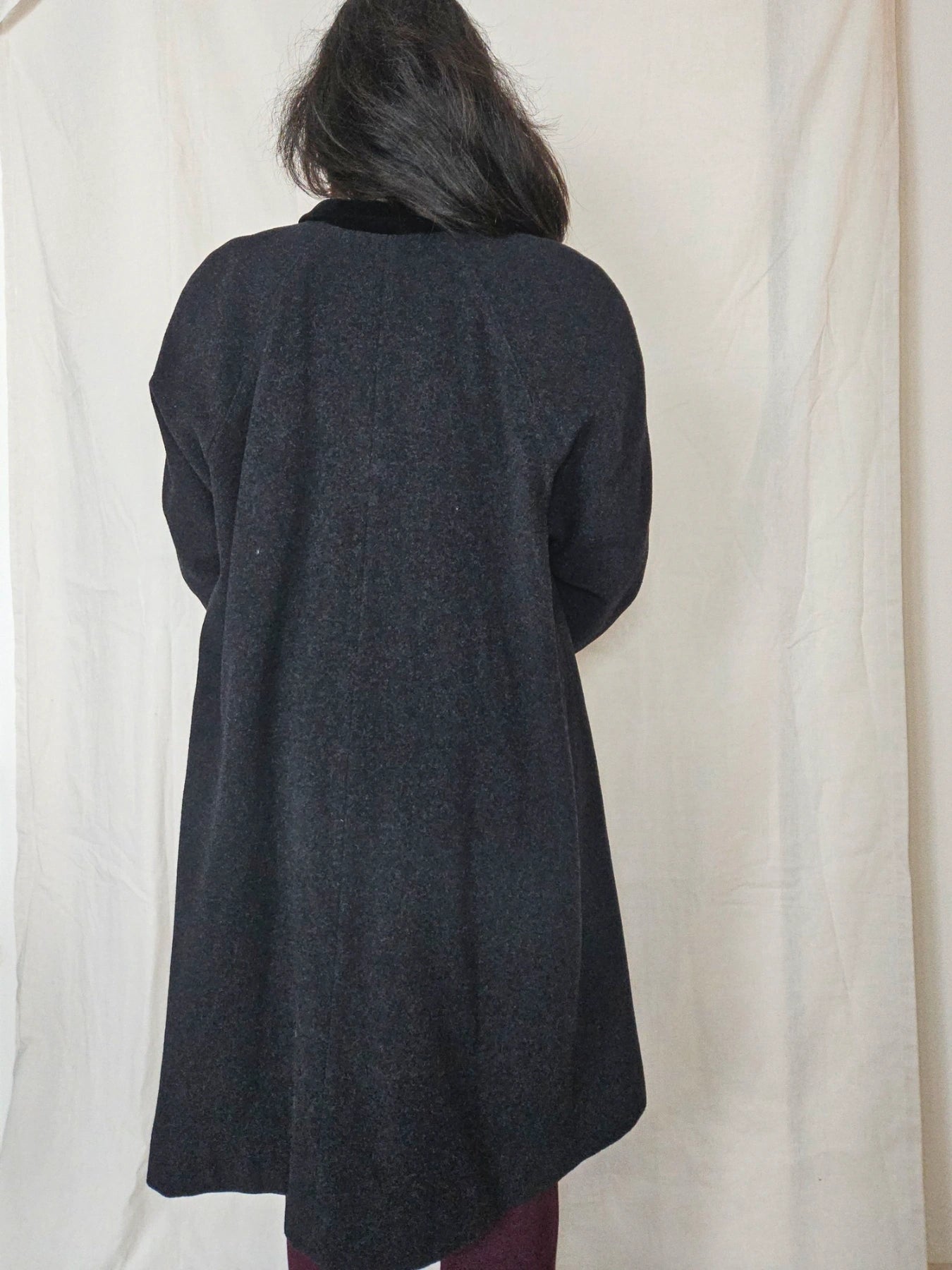 Nyx - donkergrijze wollen mantel | 2XL