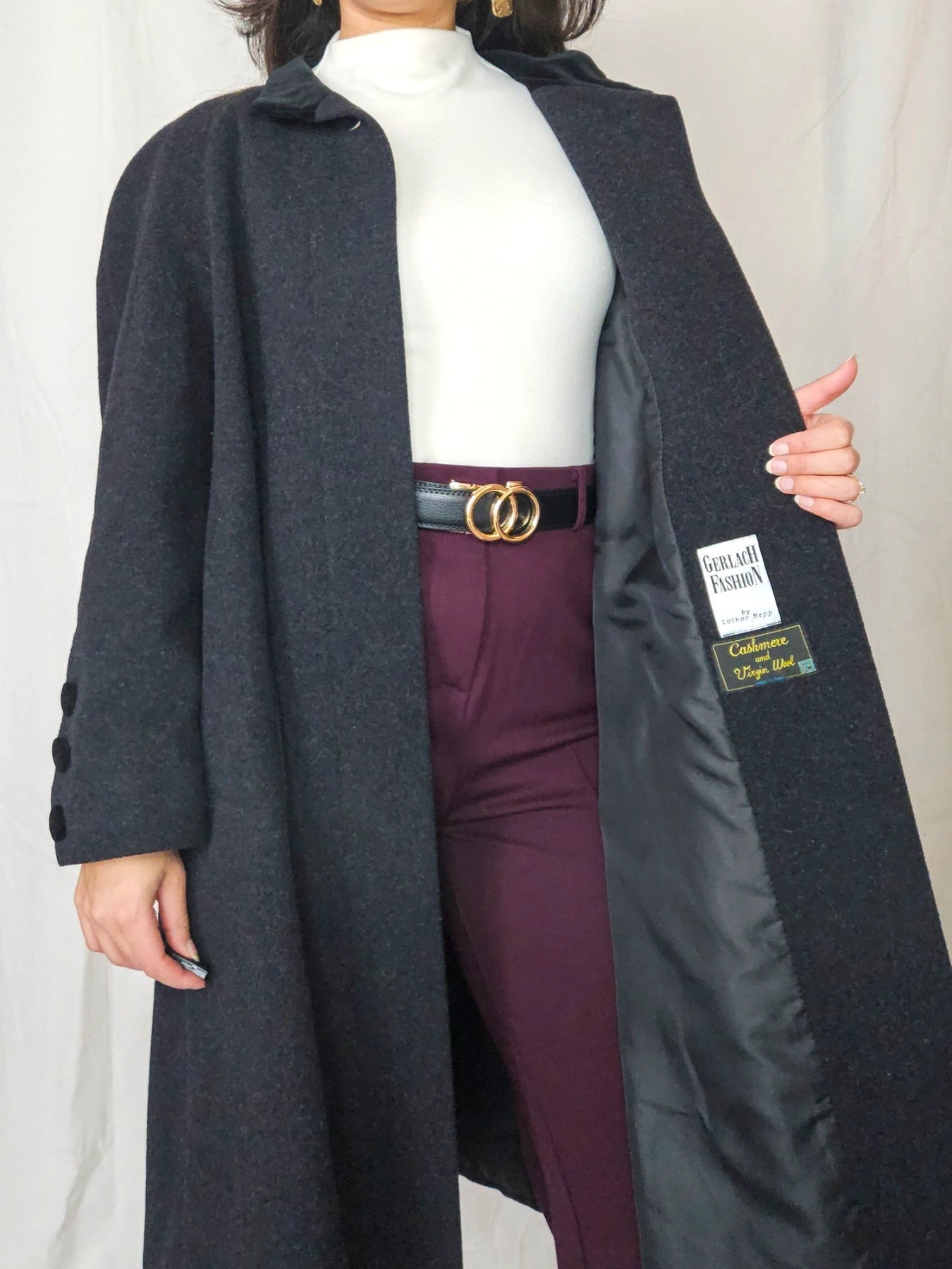 Nyx - donkergrijze wollen mantel | 2XL