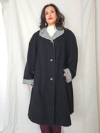 Juno - zwarte wollen mantel | 4XL