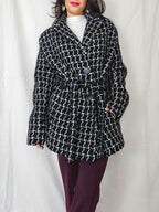 Louise - geruite wollen mantel | M