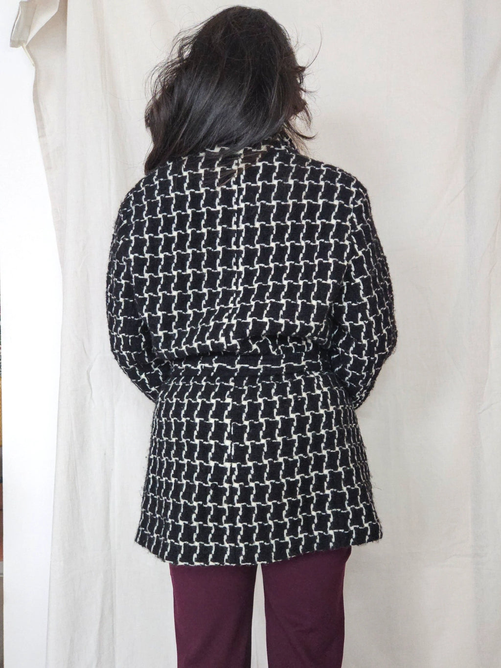 Louise - geruite wollen mantel | M