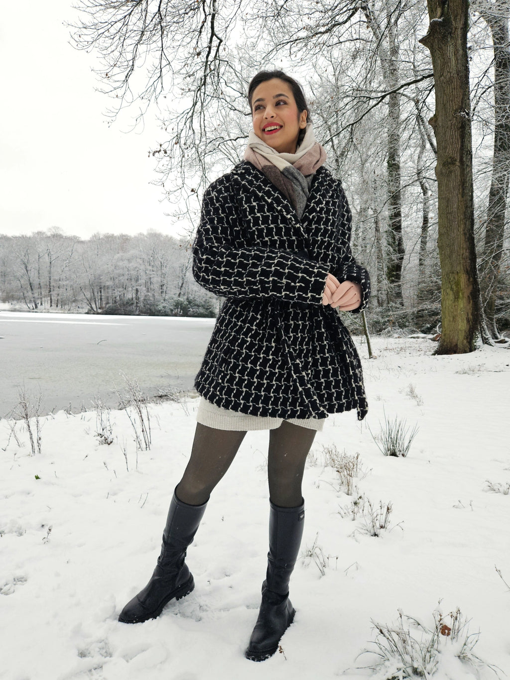 Louise - geruite wollen mantel | M