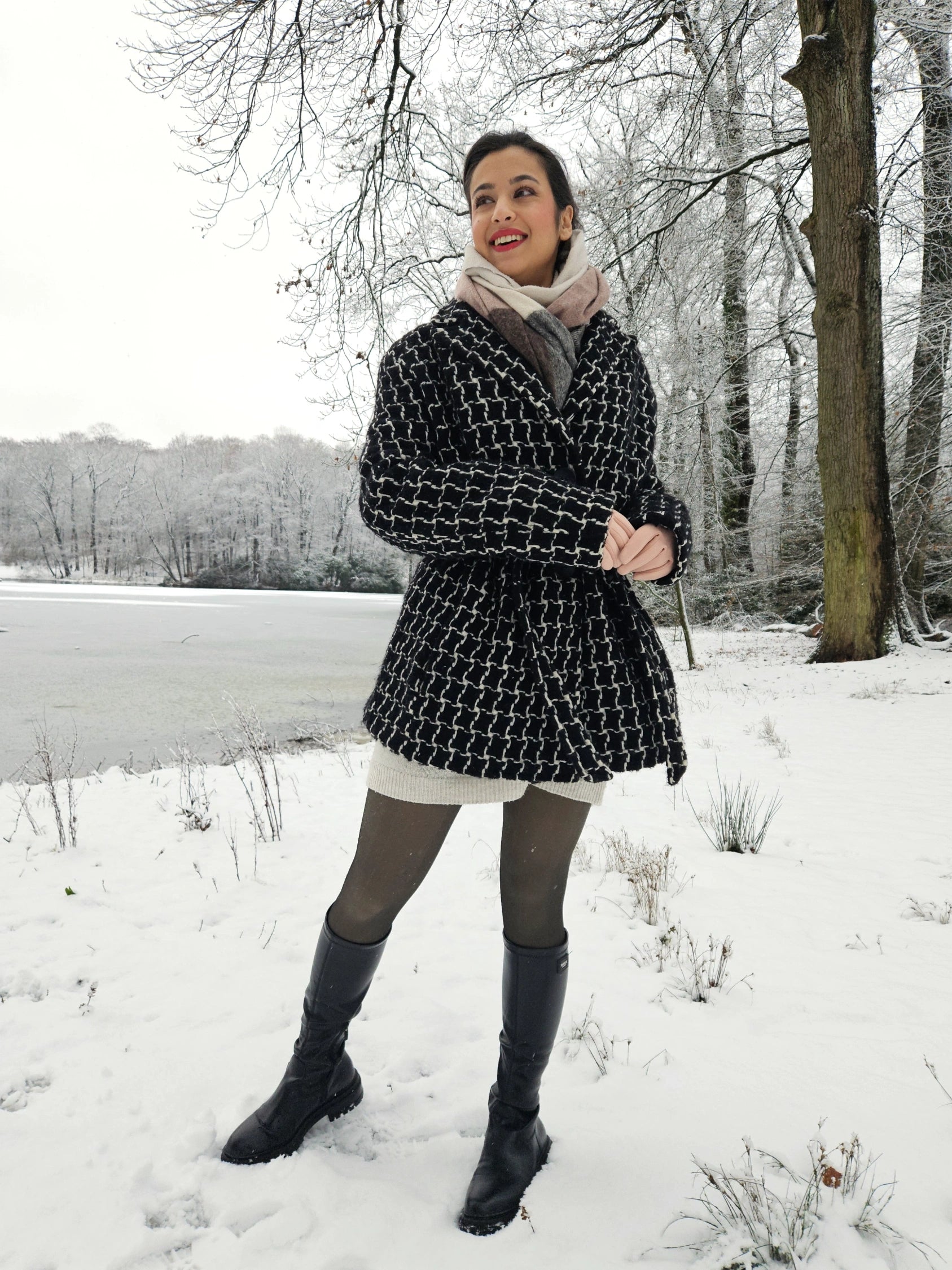 Louise - geruite wollen mantel | M