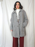 Elena - grijs geruite wollen mantel | 4XL