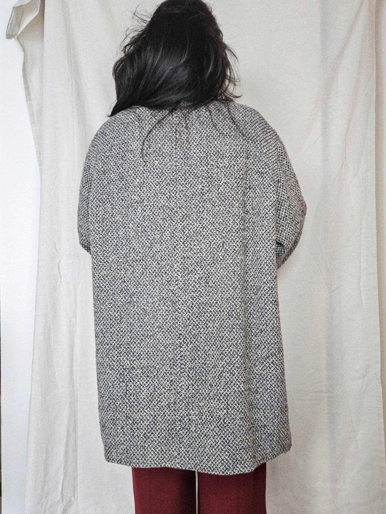 Elena - grijs geruite wollen mantel | 4XL