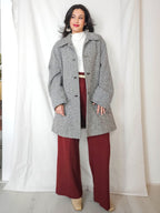 Elena - grijs geruite wollen mantel | 4XL