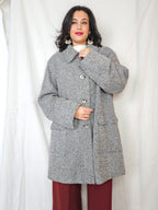 Elena - grijs geruite wollen mantel | 4XL