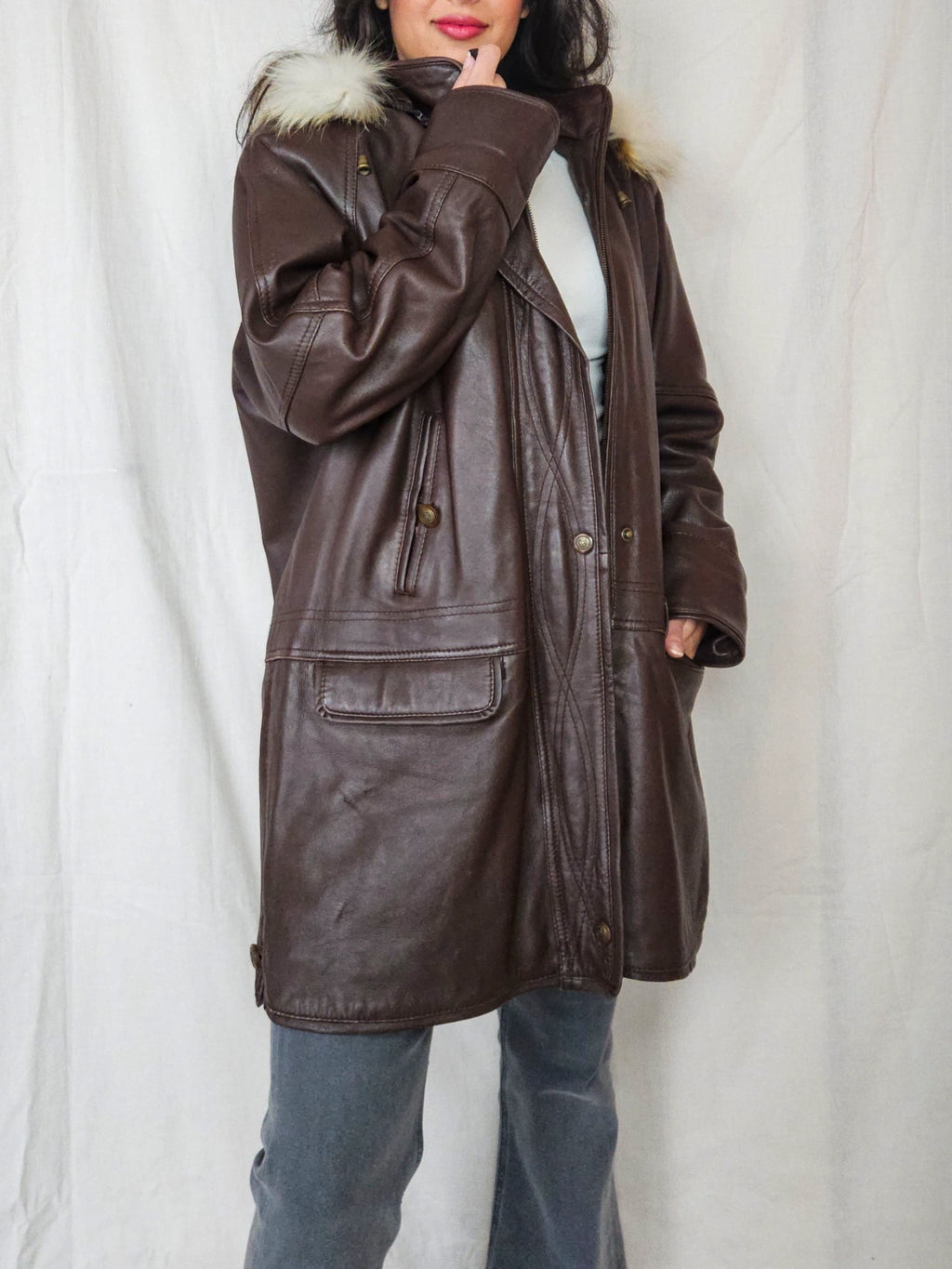 Jofama - gewatteerde leren jas | L