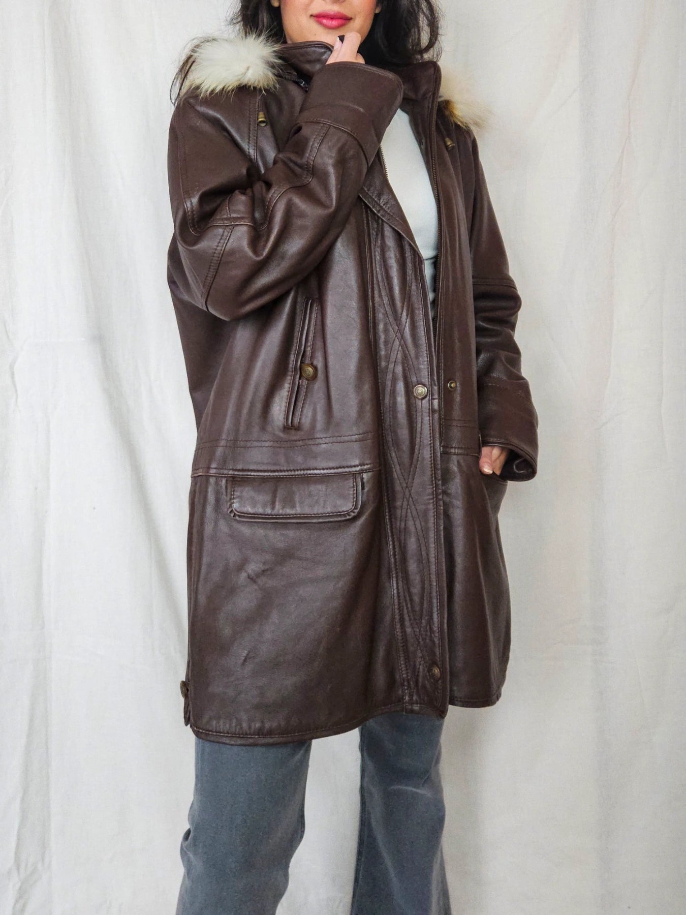 Jofama - gewatteerde leren jas | L