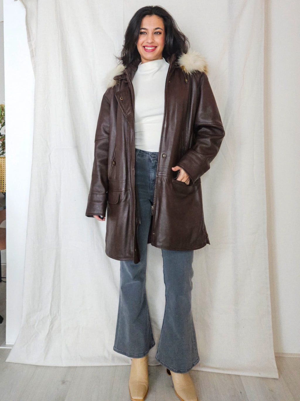 Jofama - gewatteerde leren jas | L