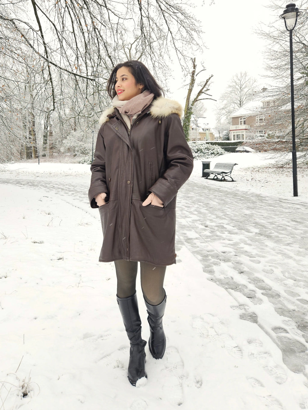 Jofama - gewatteerde leren jas | L