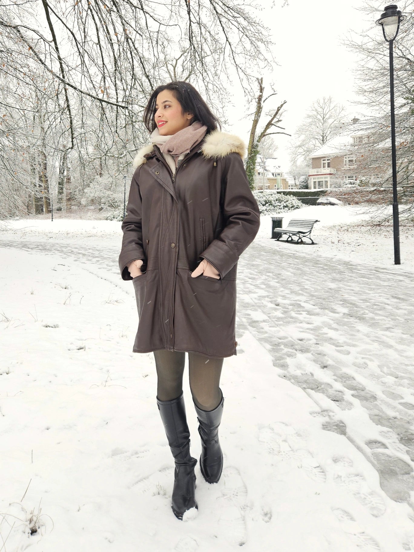 Jofama - gewatteerde leren jas | L