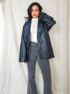 Ivy - grijsblauwe leren jacket | M