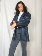 Ivy - grijsblauwe leren jacket | M