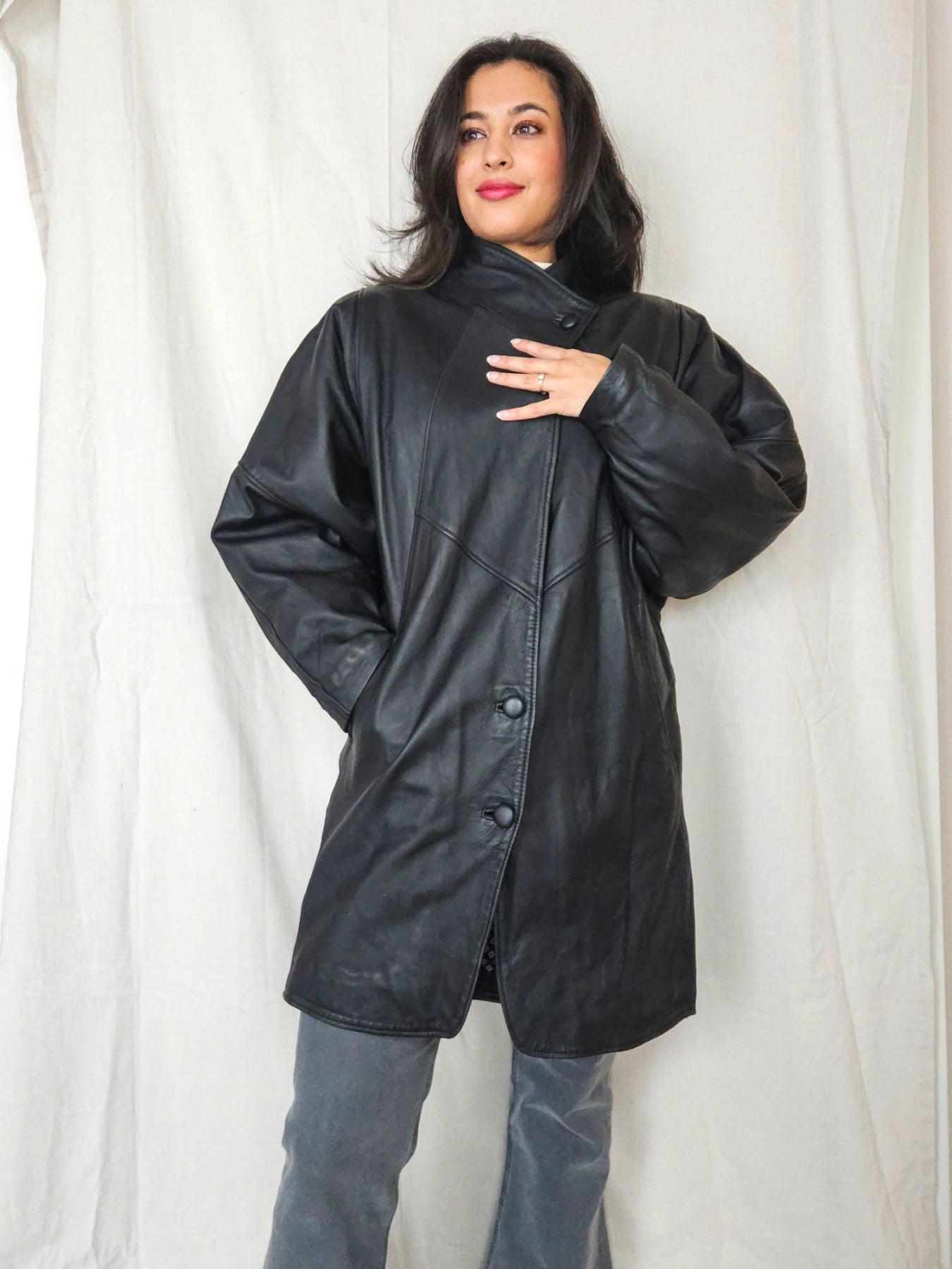 Bat - zwarte leren jas | L