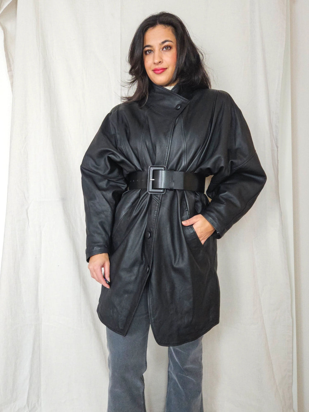 Bat - zwarte leren jas | L