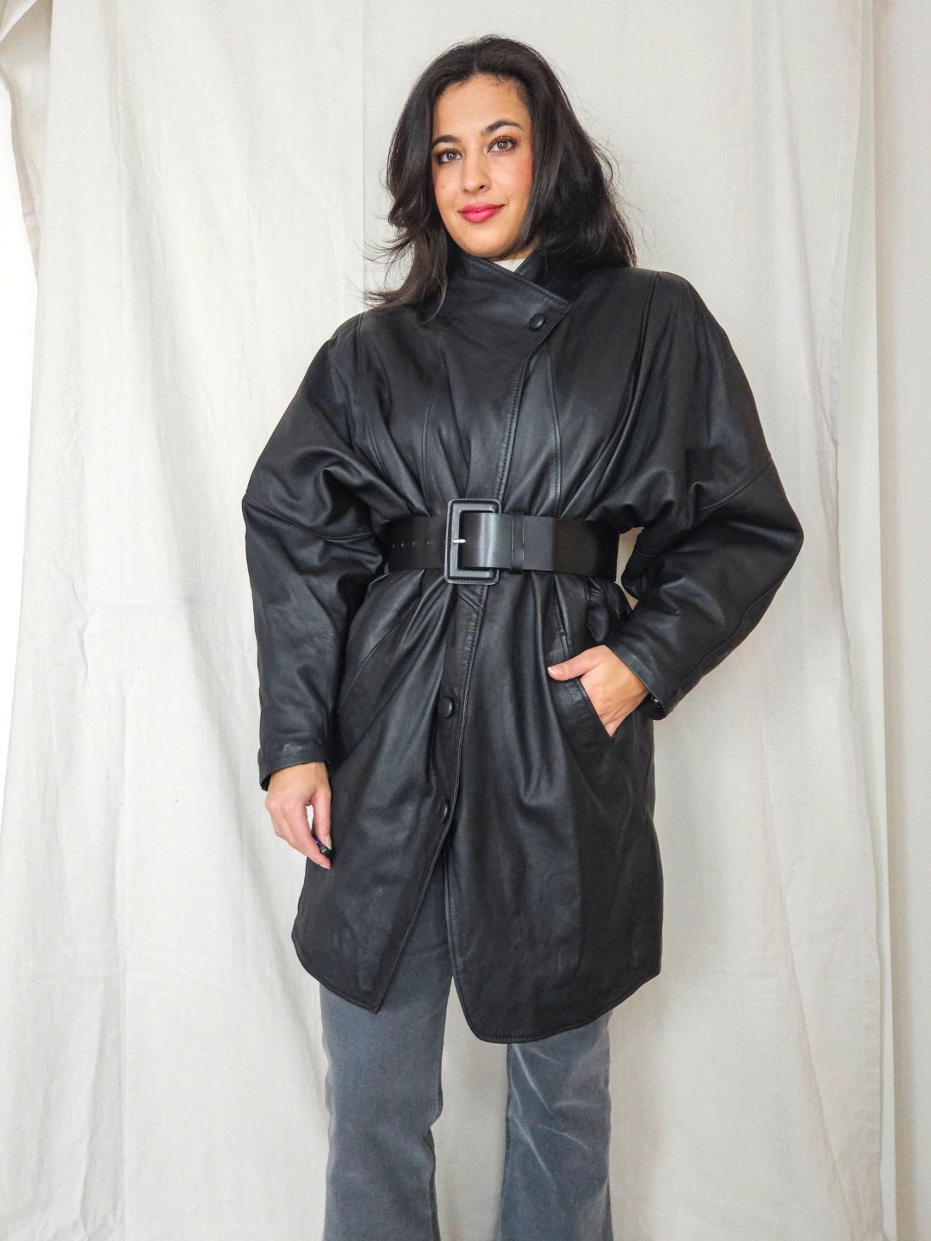 Bat - zwarte leren jas | L