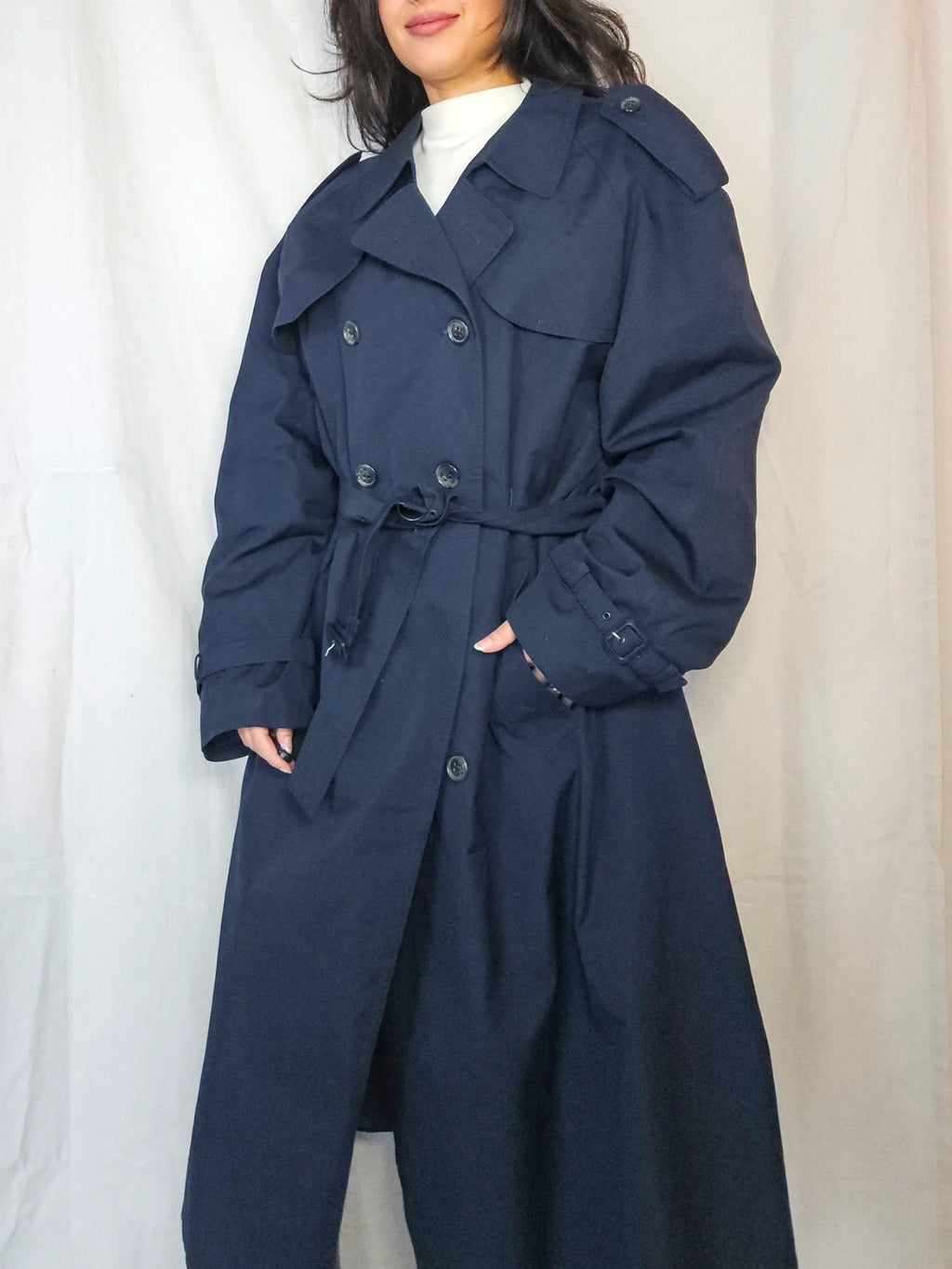 Navy - blauwe trechcoat | 6XL
