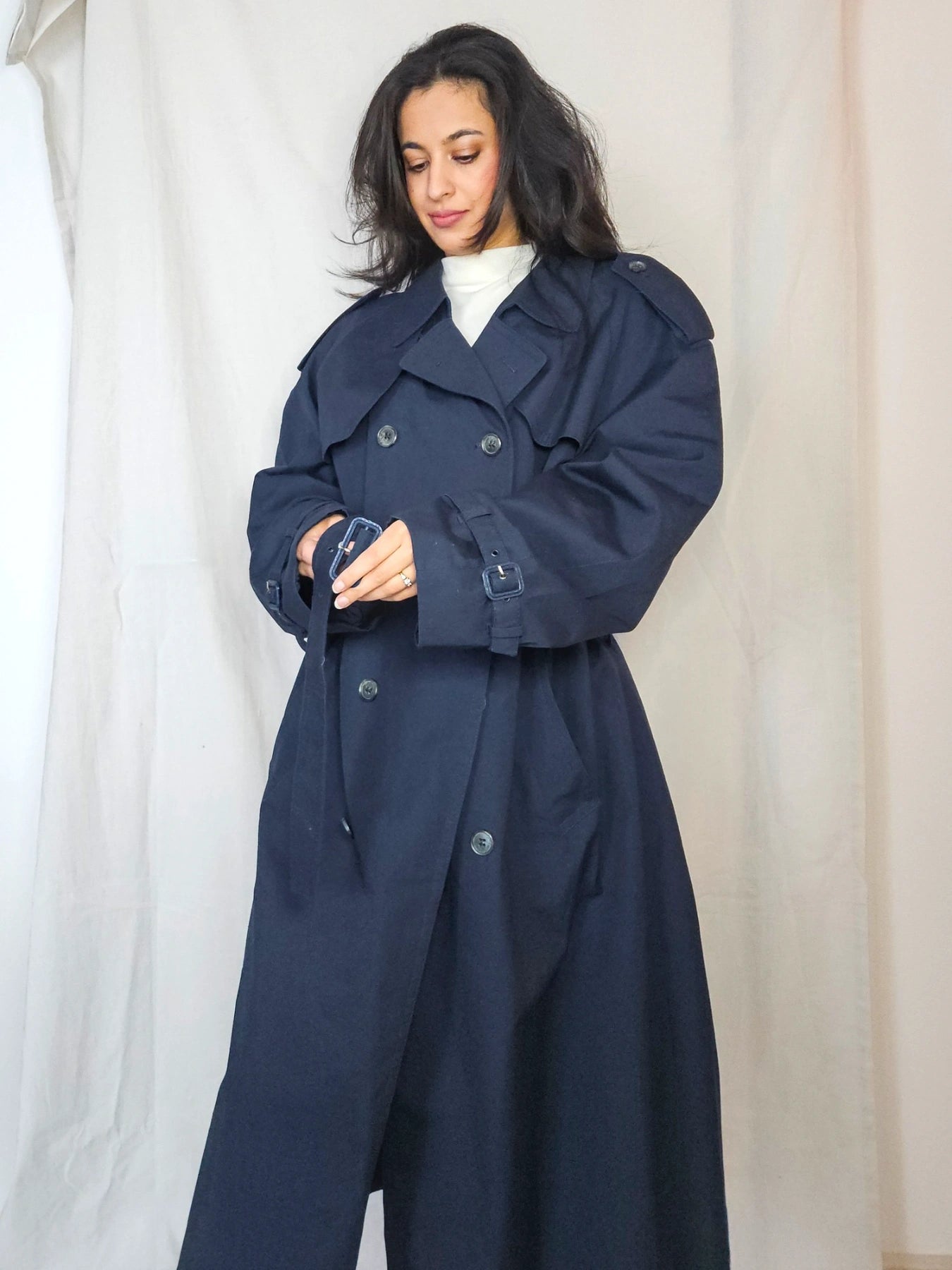 Navy - blauwe trechcoat | 6XL