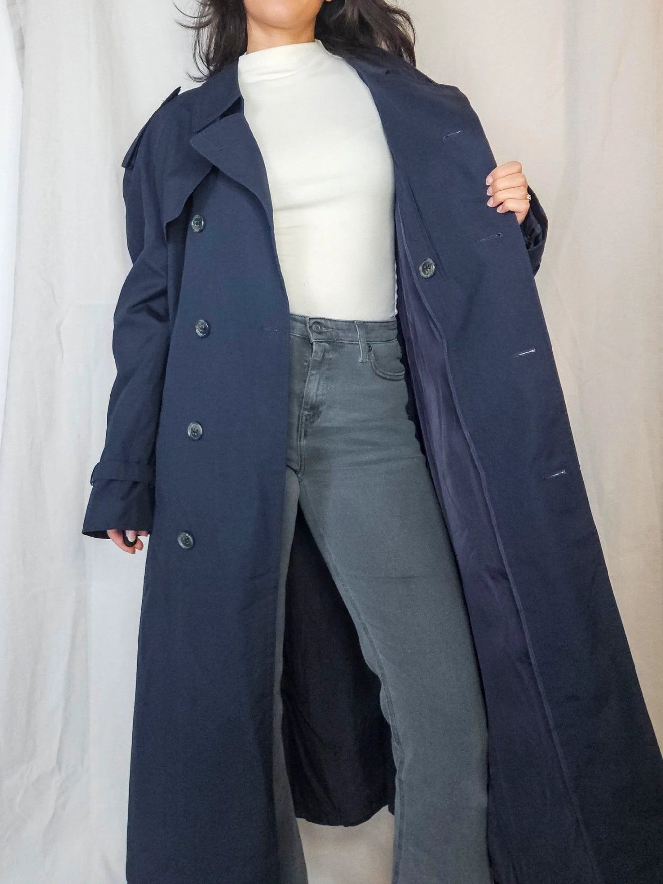 Navy - blauwe trechcoat | 6XL