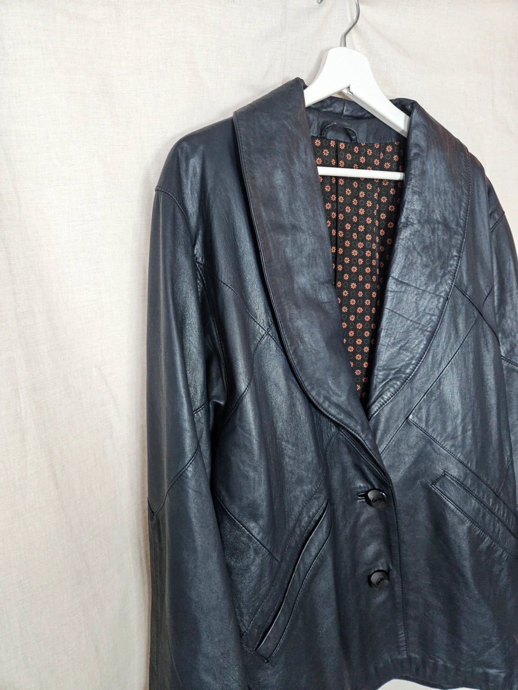 Ivy - grijsblauwe leren jacket | M