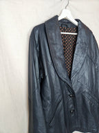 Ivy - grijsblauwe leren jacket | M