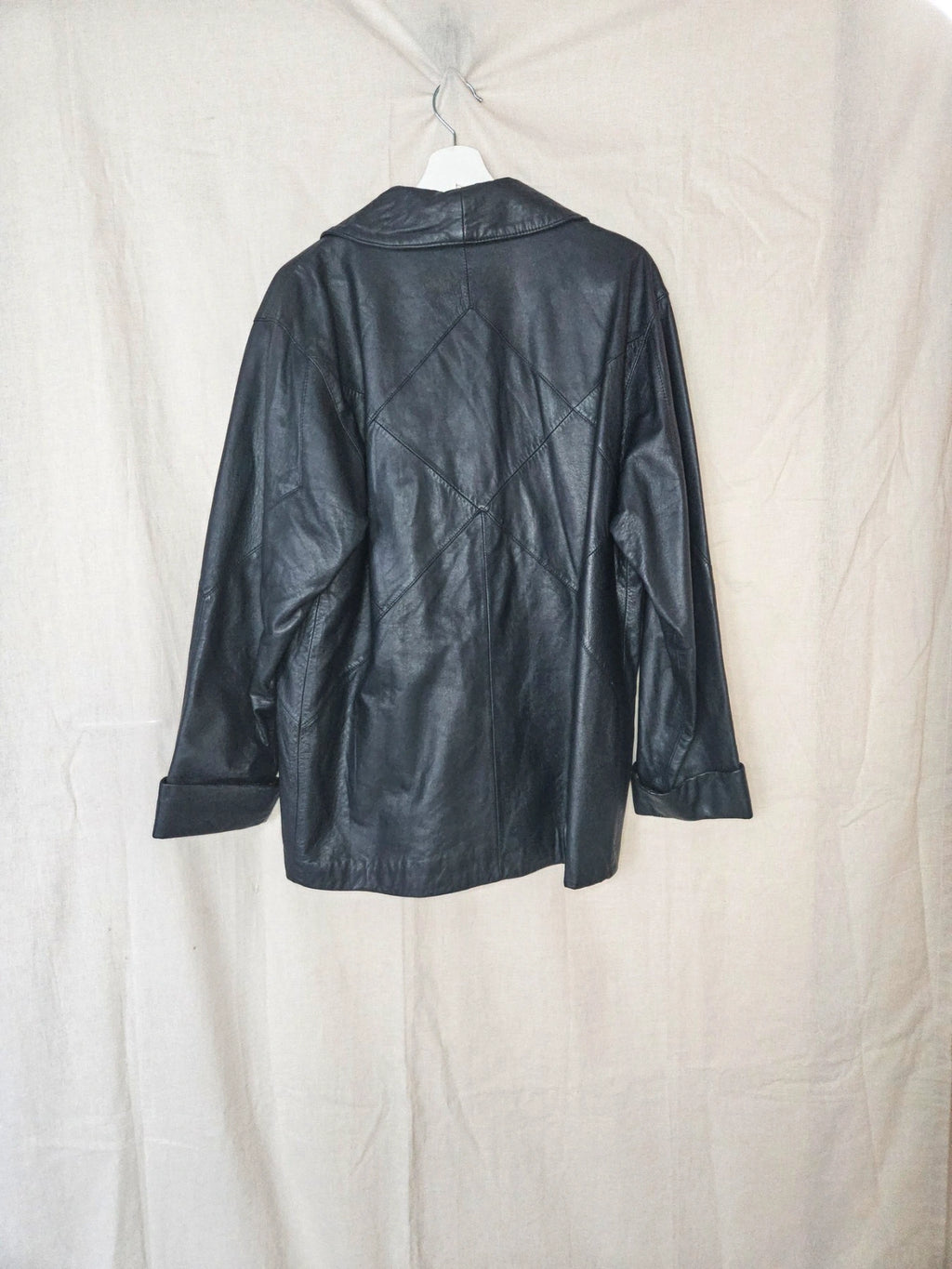 Ivy - grijsblauwe leren jacket | M