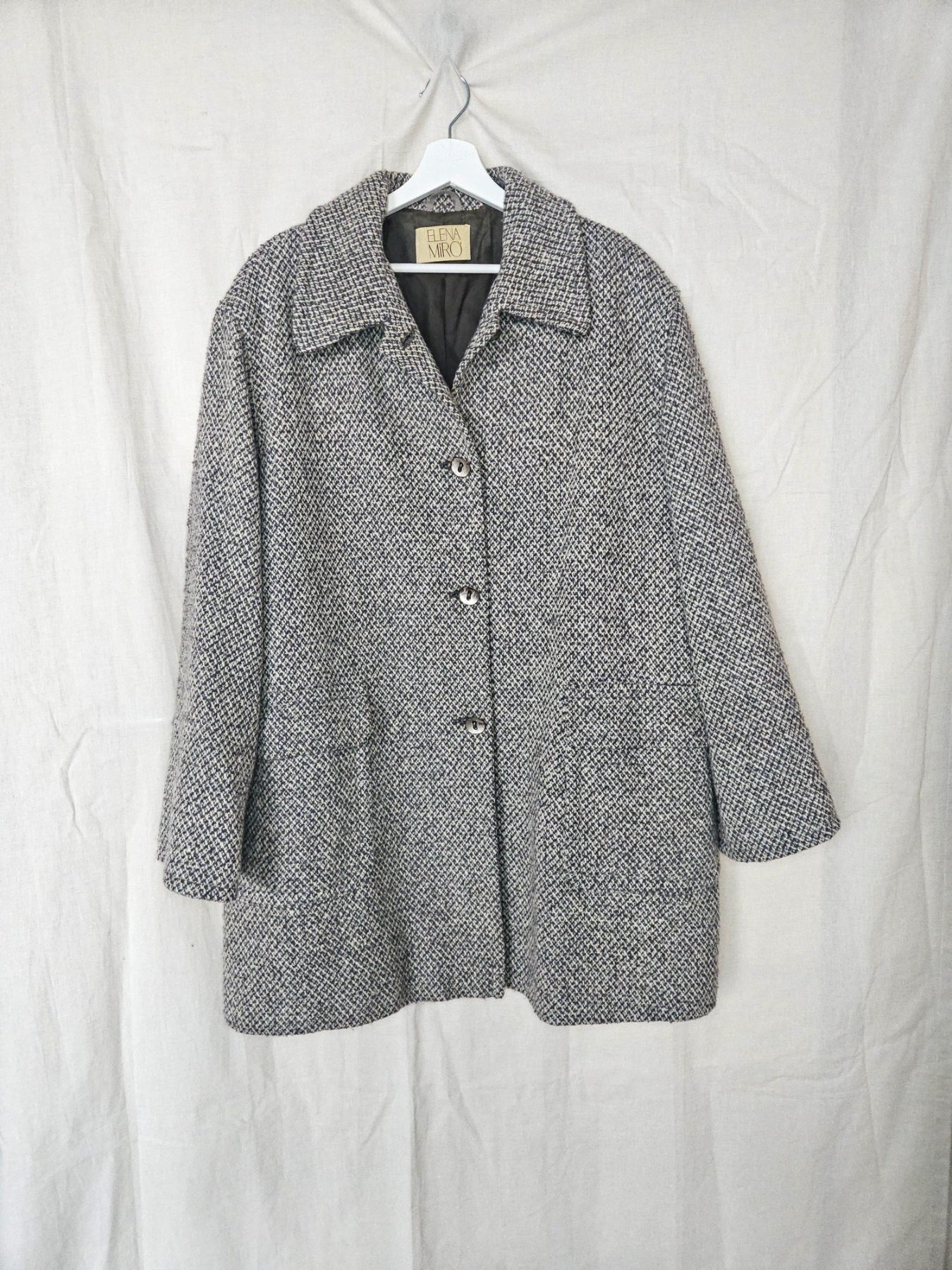 Elena - grijs geruite wollen mantel | 4XL