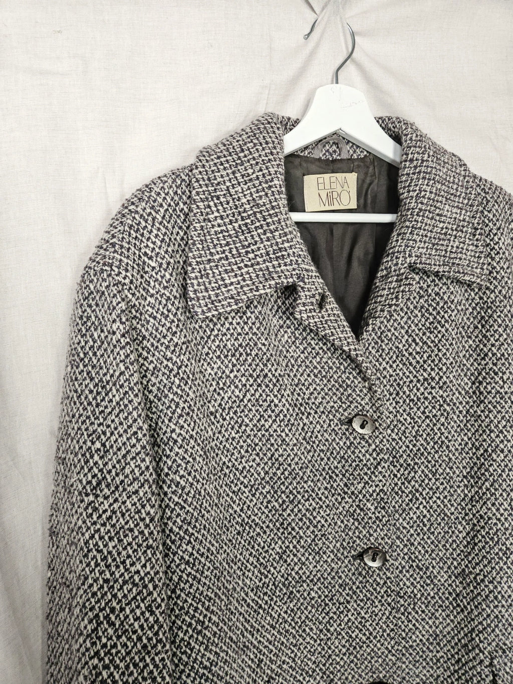 Elena - grijs geruite wollen mantel | 4XL