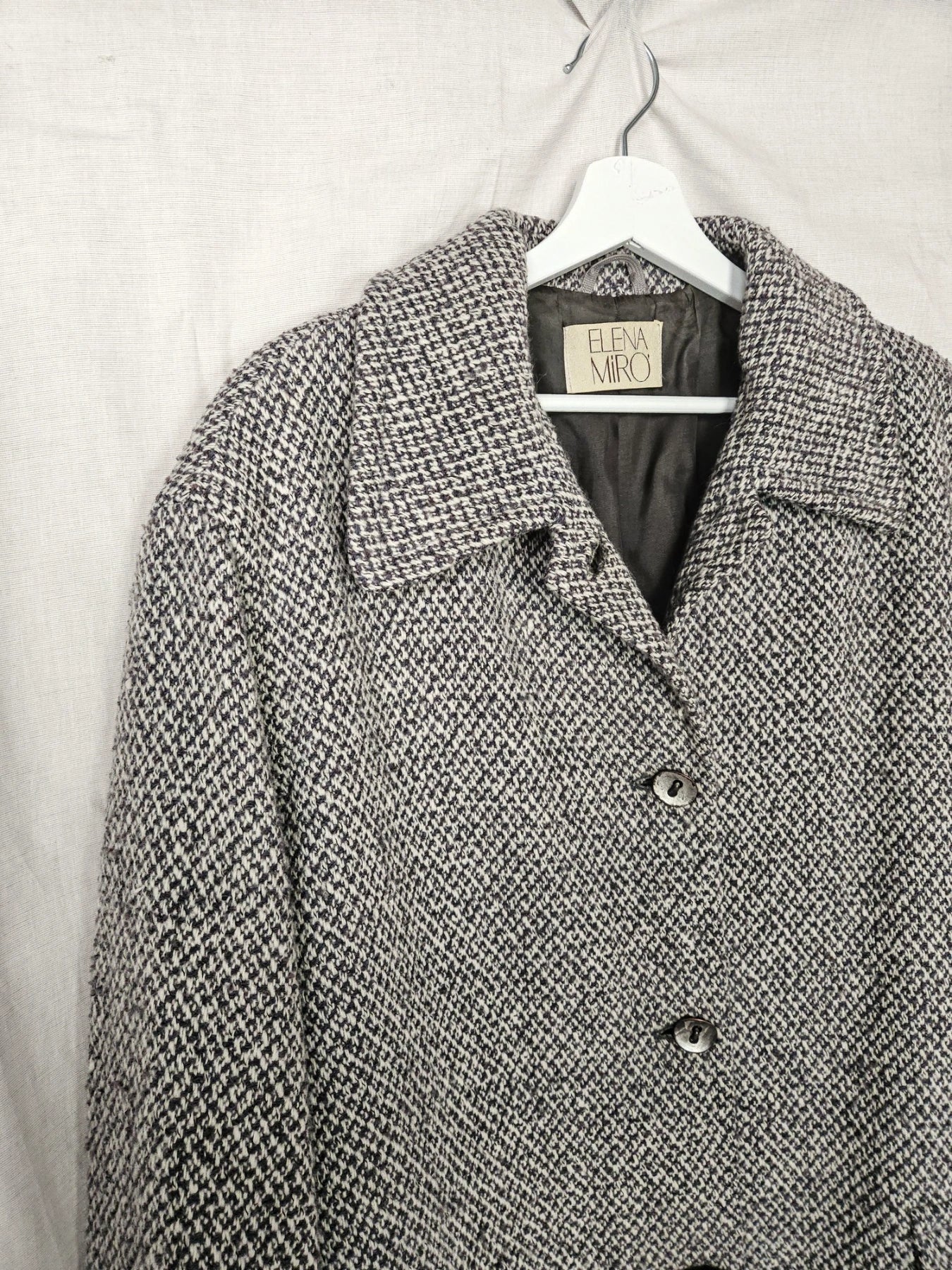 Elena - grijs geruite wollen mantel | 4XL