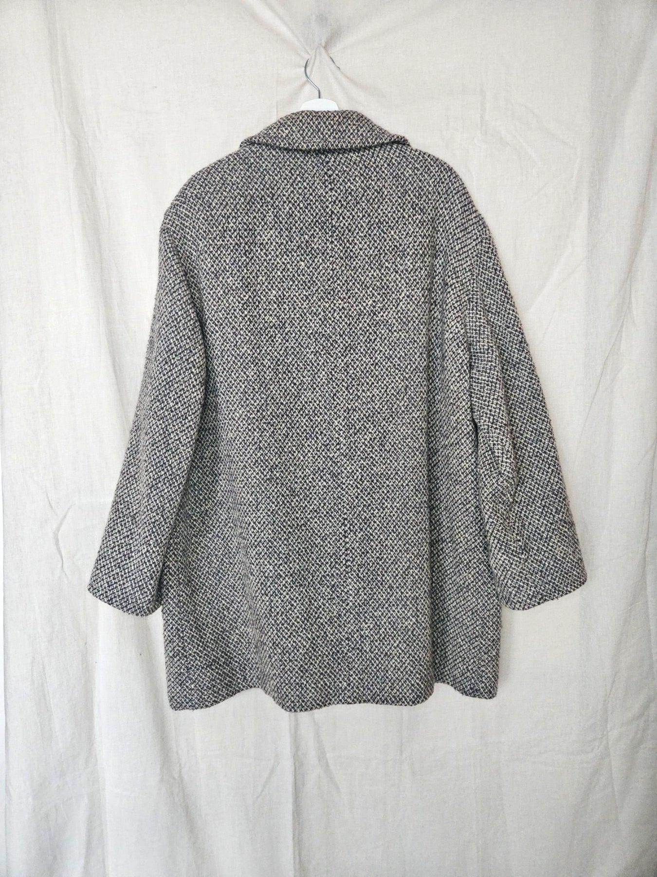 Elena - grijs geruite wollen mantel | 4XL