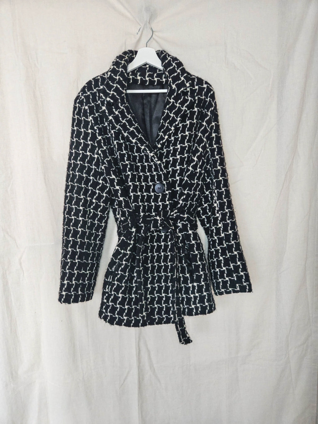 Louise - geruite wollen mantel | M