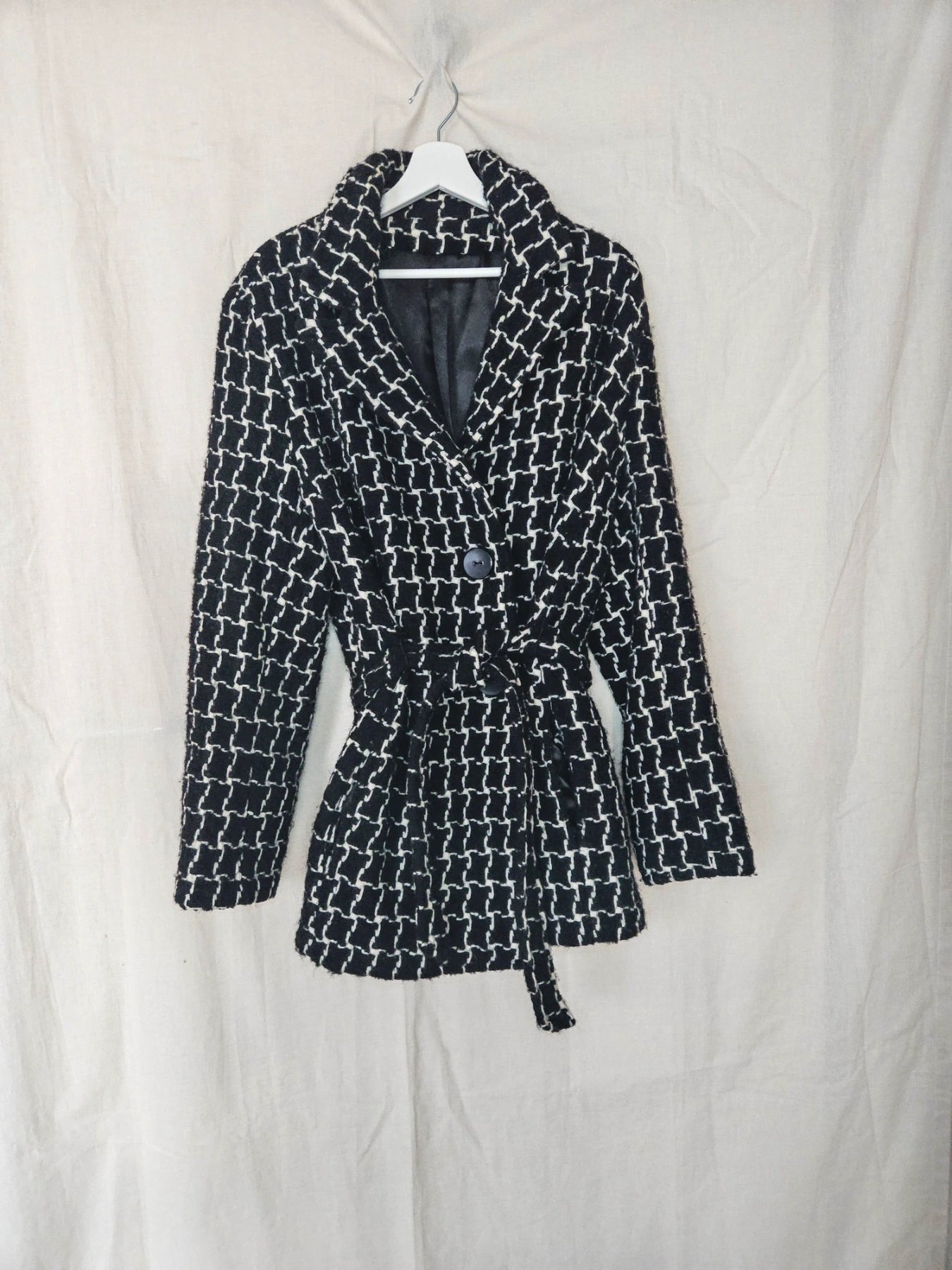 Louise - geruite wollen mantel | M