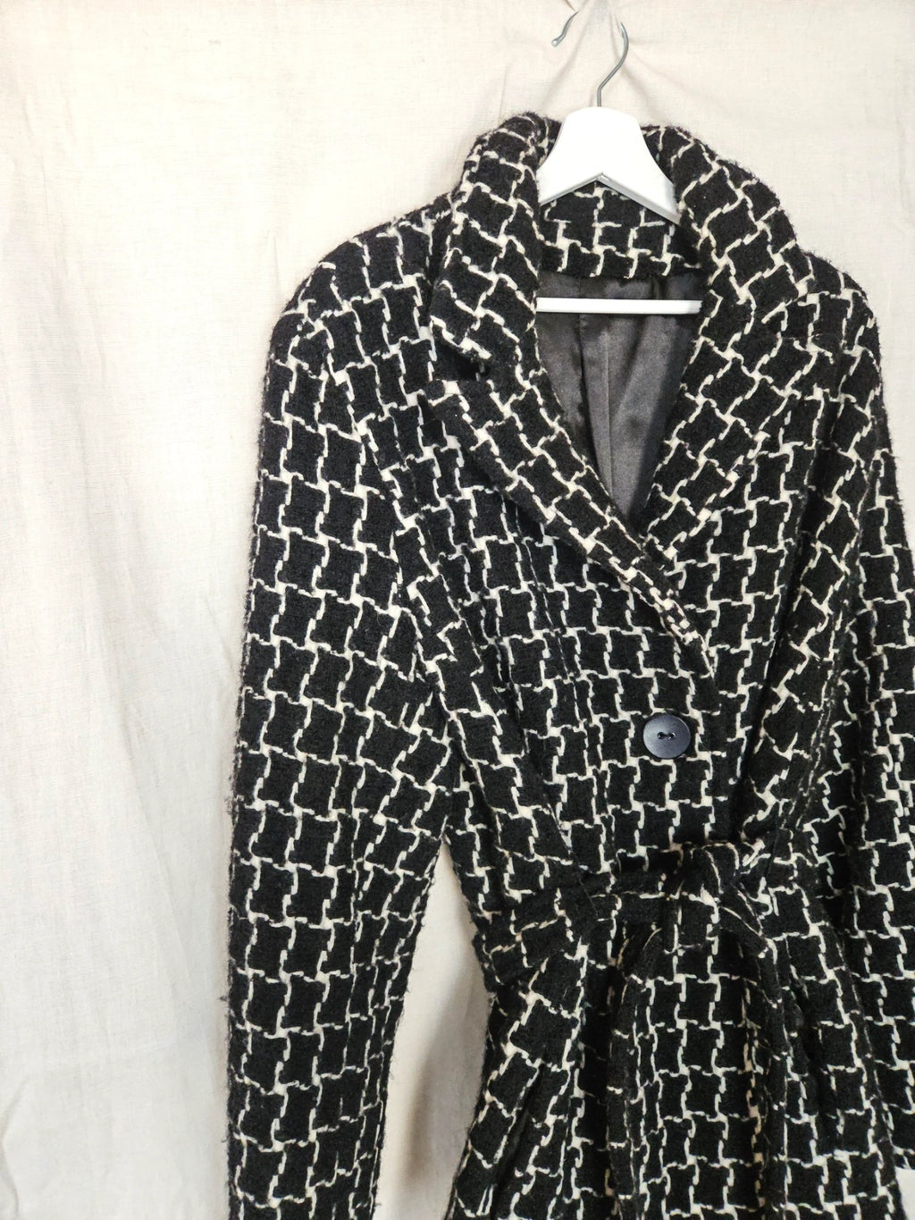 Louise - geruite wollen mantel | M