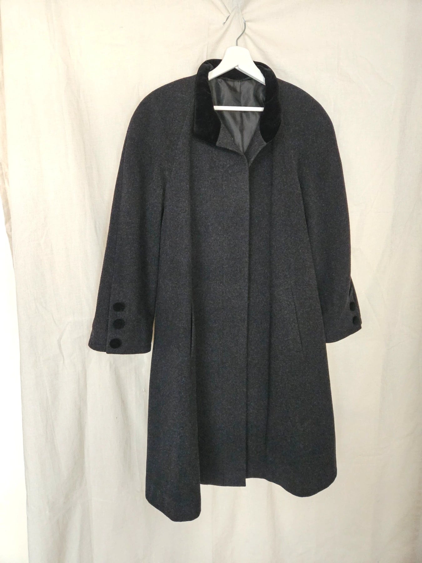 Nyx - donkergrijze wollen mantel | 2XL