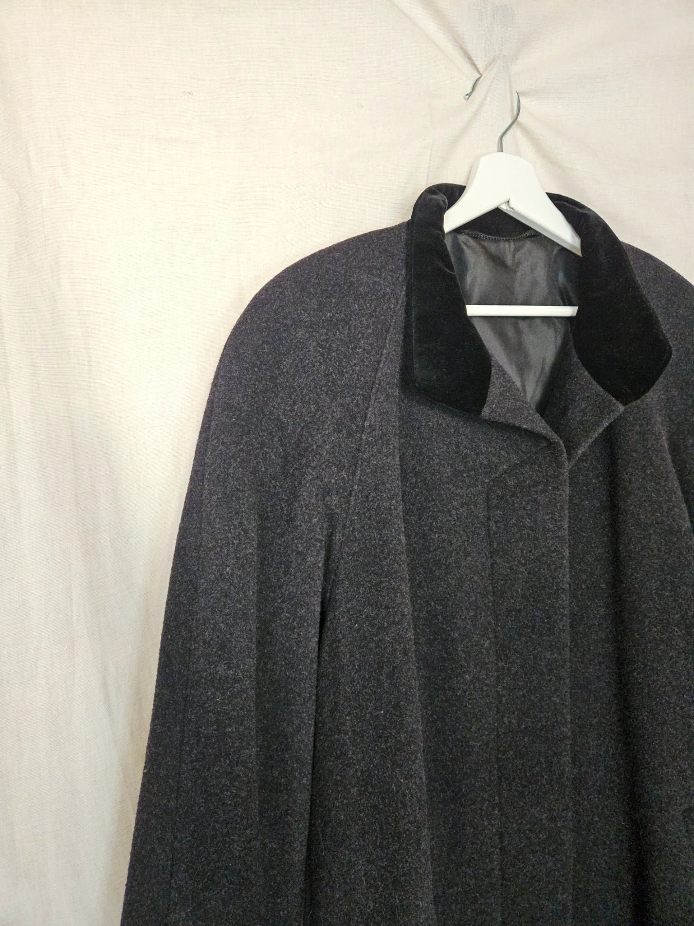 Nyx - donkergrijze wollen mantel | 2XL