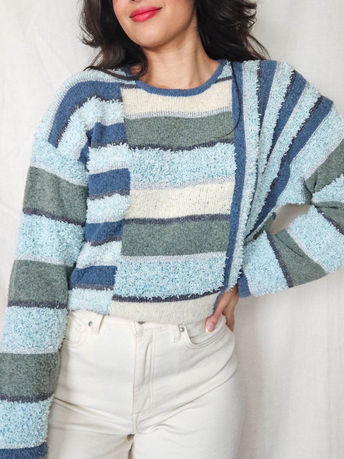 Wool vintage cable knit sweater | 4XL