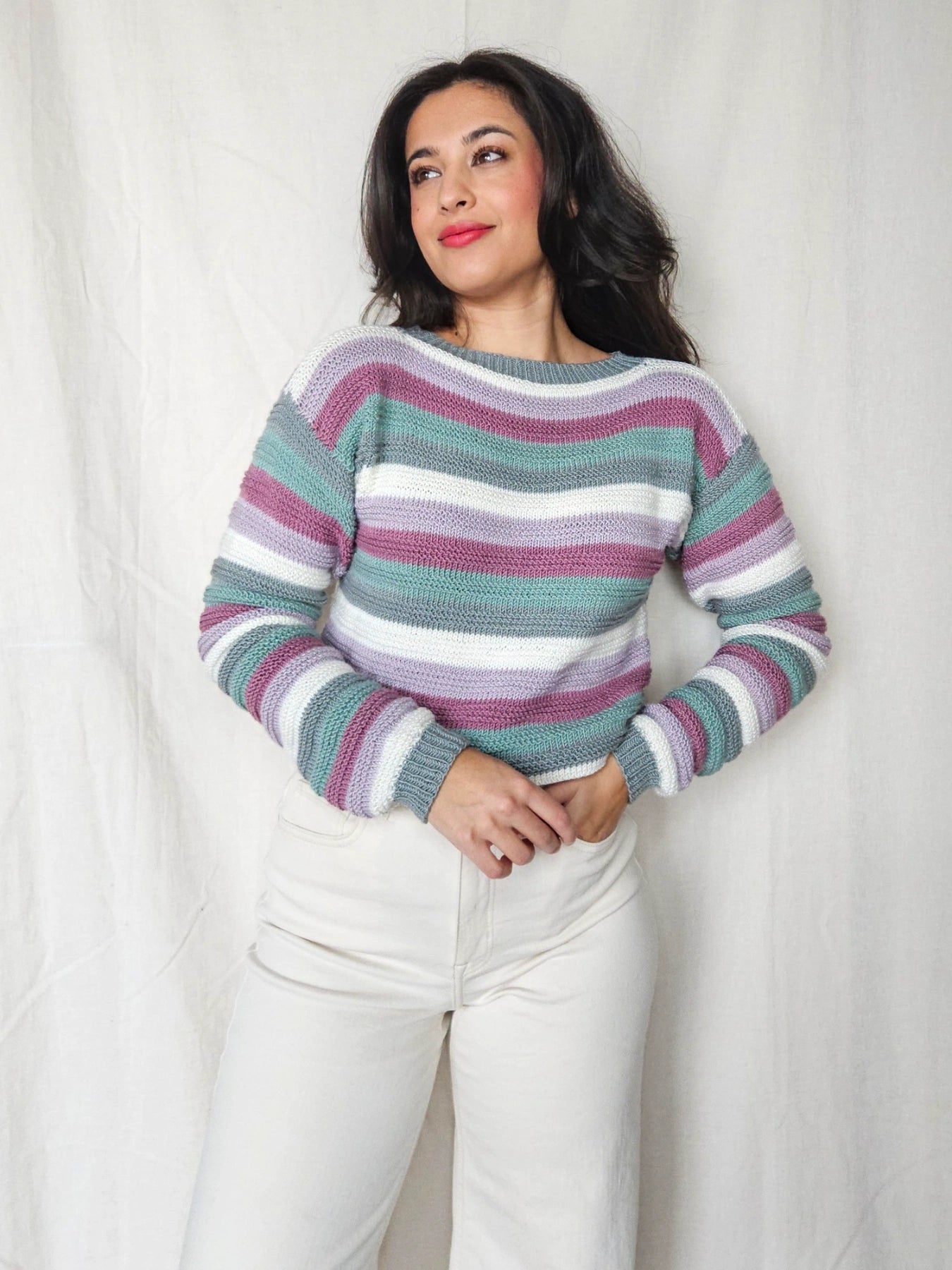 Georgia - hand-gebreide trui, wool blend | XL